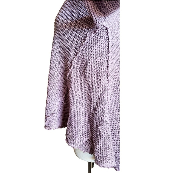 Free People Lilac Cold Shoulder Top Waffle Knit Boho Flowy Sweater XS TP Y2K - Picture 8 of 11